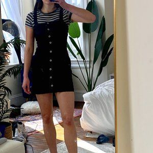 H&M Black Denim Button Up Mini Dress